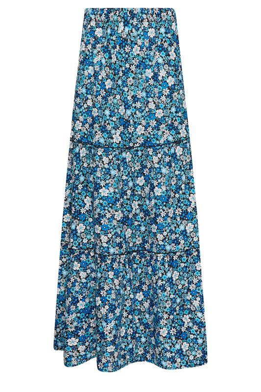LTS Tall Women's Blue Ditsy Tiered Maxi Skirt | Long Tall Sally  4