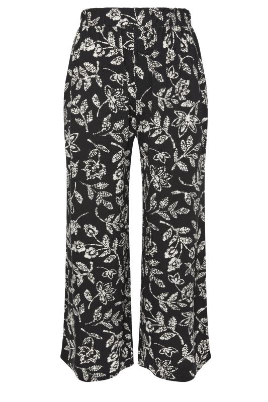 YOURS Plus Size Black Vine Print Wide Leg Jersey Trousers | Yours Clothing 5