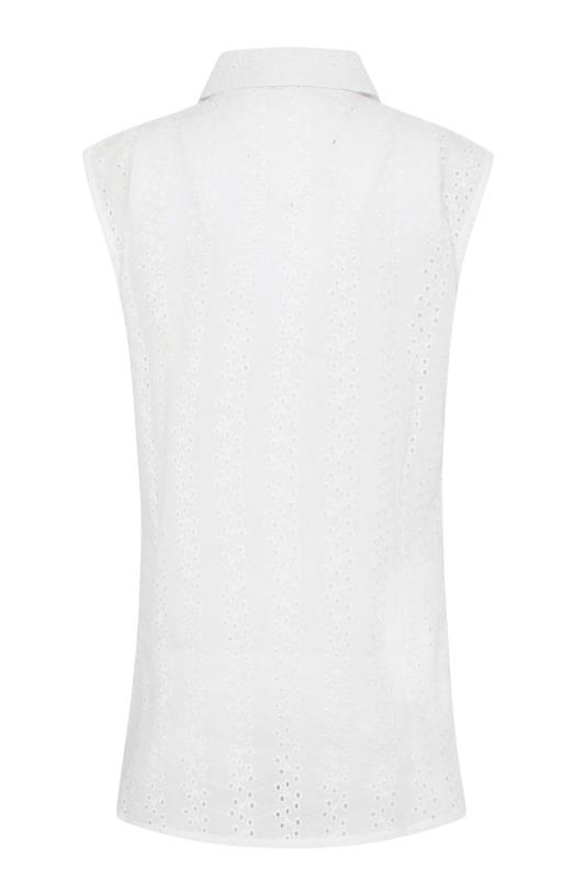 LTS Tall Women's White Broderie Anglaise Sleeveless Shirt | Long Tall Sally 7