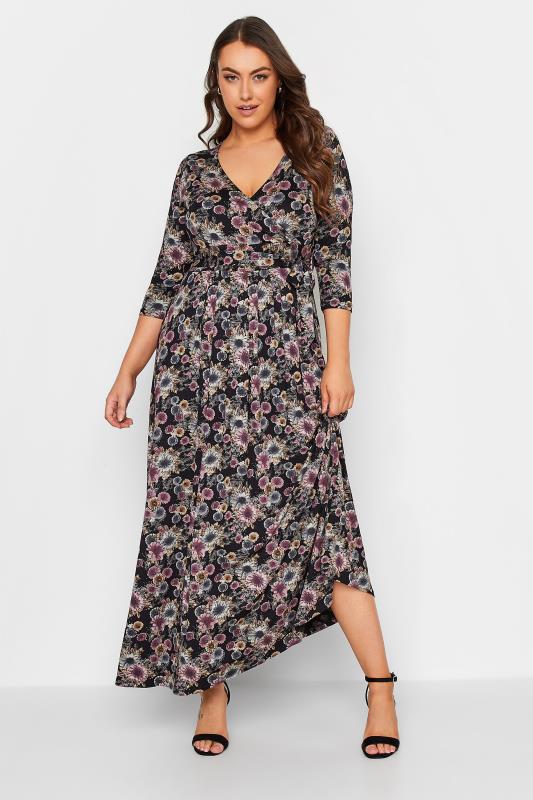 Plus Size Black Floral Wrap Maxi Dress | Yours Clothing 2
