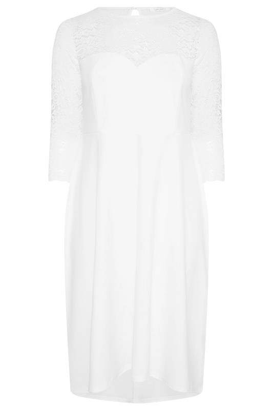 YOURS LONDON Plus Size White Lace Bridal Midi Dress | Yours Clothing 6
