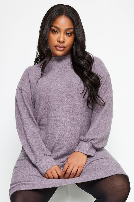 YOURS Plus Size Purple Soft Touch Knitted Jumper Dress | Yours Clothing 4