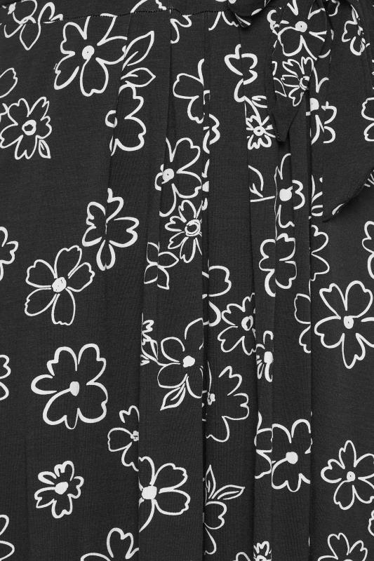YOURS Curve Plus Size Black Floral Wrap Dress | Yours Clothing  5