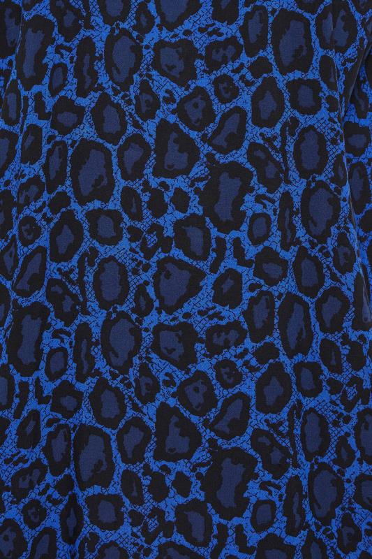 YOURS Plus Size Blue Animal Print Neck Tie Blouse | Yours Clothing 5
