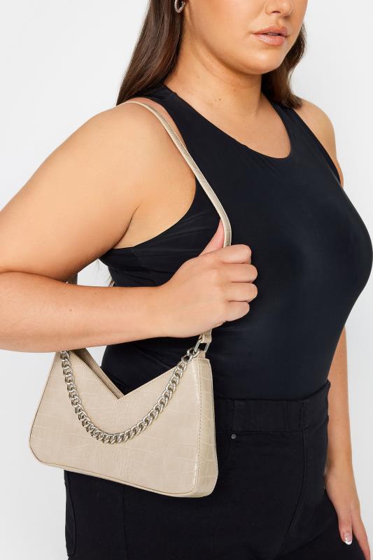  Stone Brown Chain Detail Shoulder Bag