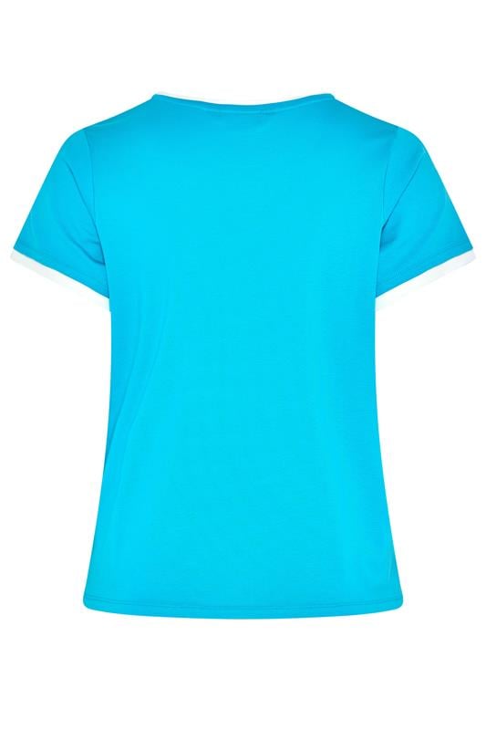 YOURS Plus Size Blue Premium Ringer T-Shirt | Yours Clothing 6
