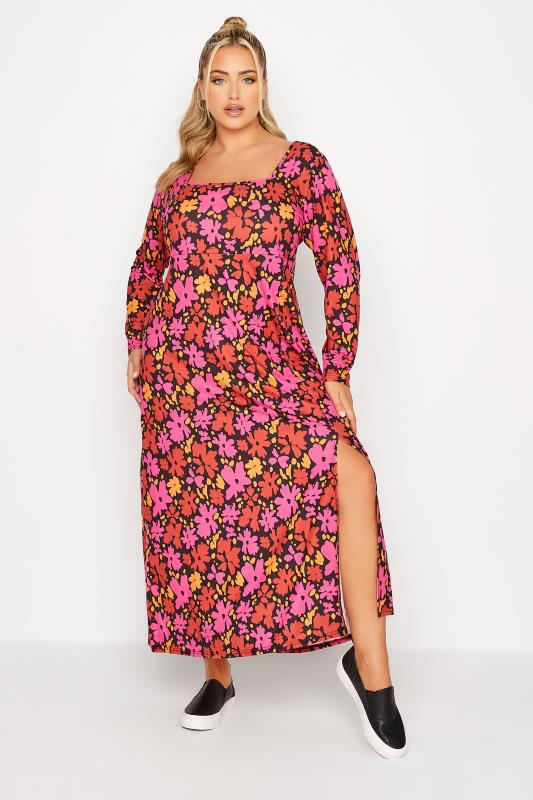 LIMITED COLLECTION Curve Red Floral Square Neck Dress 2