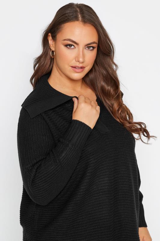 Plus Size Black Oversized Sailor Collar Jumper | Yours Clothing  4