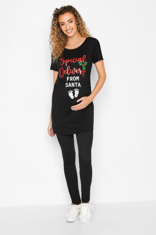 LTS Tall Maternity Black 'Special Delivery' Christmas T-Shirt | Long Tall Sally 2