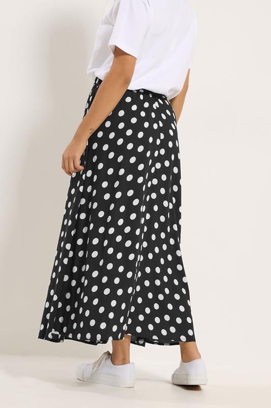 M&Co Petite Black Polka Dot Tie Waist Maxi Skirt | M&Co 2