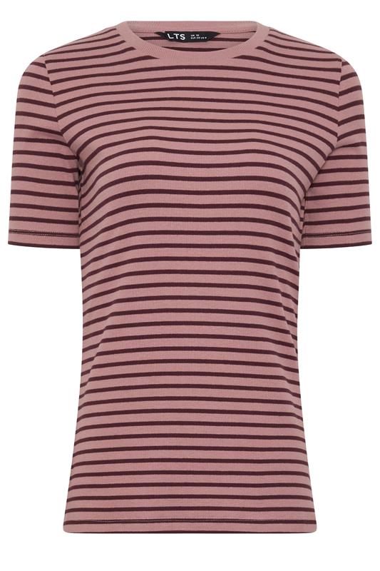 LTS Tall Women's Pink Marl Stripe Cotton Ribbed T-Shirt | Long Tall Sally 5