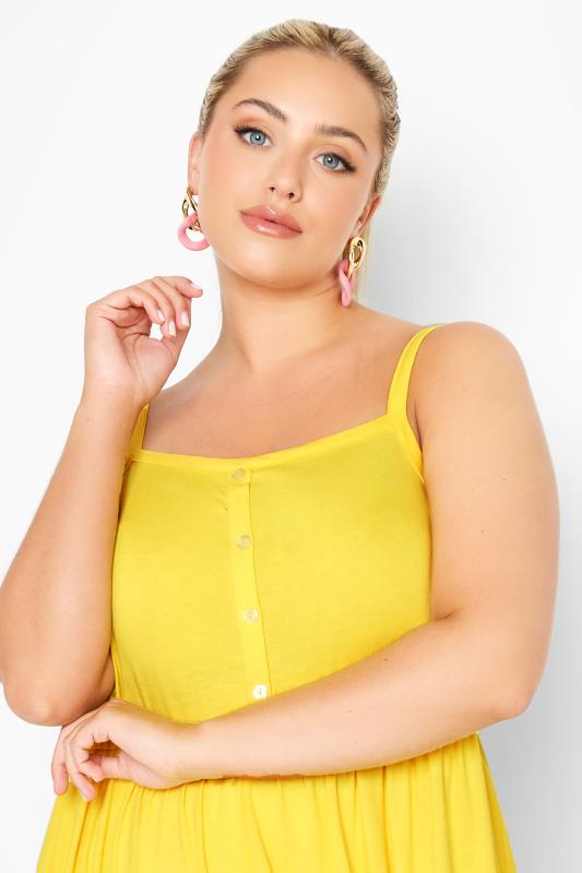 LIMITED COLLECTION Curve Yellow Button Detail Cami Top 4