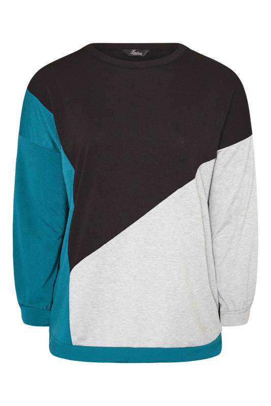 LIMITED COLLECTION Teal & Black Colour Block Sweatshirt_F.jpg