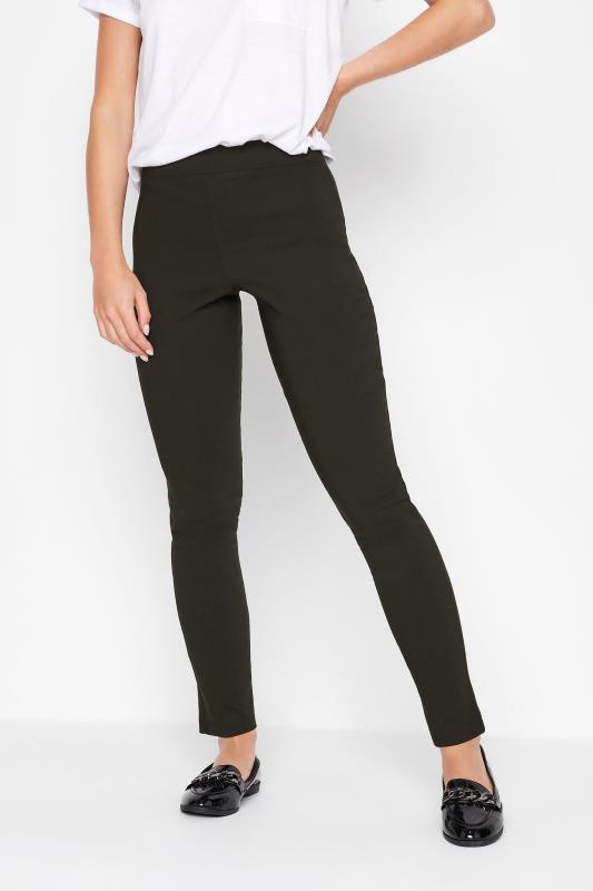 Petite Black Bi Stretch Skinny Fit Trousers | PixieGirl  1