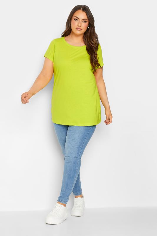 YOURS Curve Plus Size 3 PACK Lime Green & Orange Essential T-Shirts | Yours Clothing  3