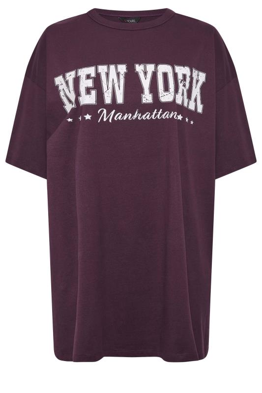 Plus Size Purple 'New York' Slogan Oversized Tunic T-Shirt Dress | Yours Clothing 6