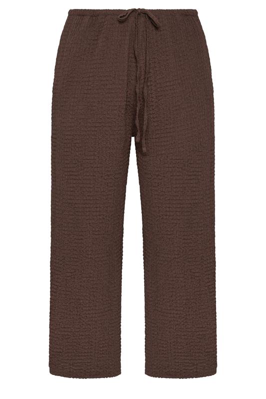 EVANS Plus Size Chocolate Brown Crinkle Wide Leg Trousers | Evans 5