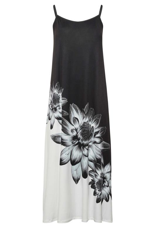 Curve Black Floral Print Colour Block Maxi Dress 6
