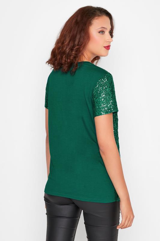 LTS Tall Emerald Green Sequin Embellished Boxy T-Shirt | Long Tall Sally 3