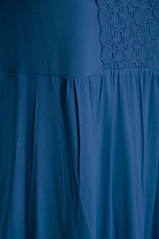 Plus Size Royal Blue Crochet Detail Peplum Tunic Top | Yours Clothing  5