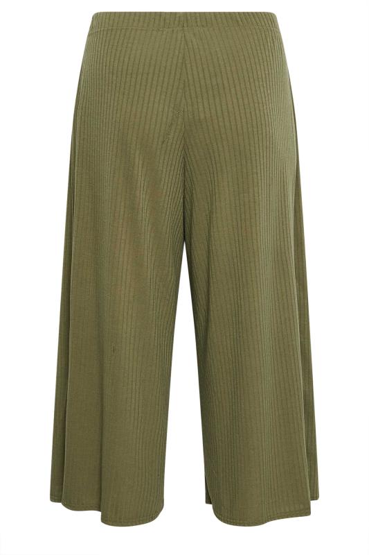 LIMITED COLLECTION Plus Size Khaki Green Ribbed Culottes | Yours Clothing 8
