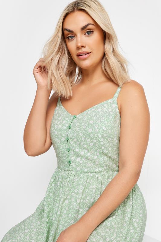 YOURS Plus Size Green Ditsy Floral Print Strappy Sundress | Yours Clothing 4