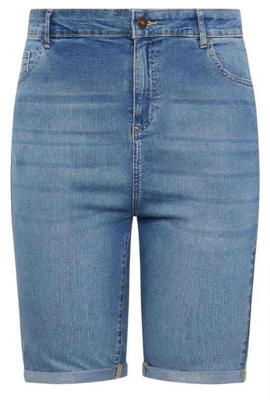 YOURS Plus Size Light Blue Stretch Denim Shorts | Yours Clothing 4