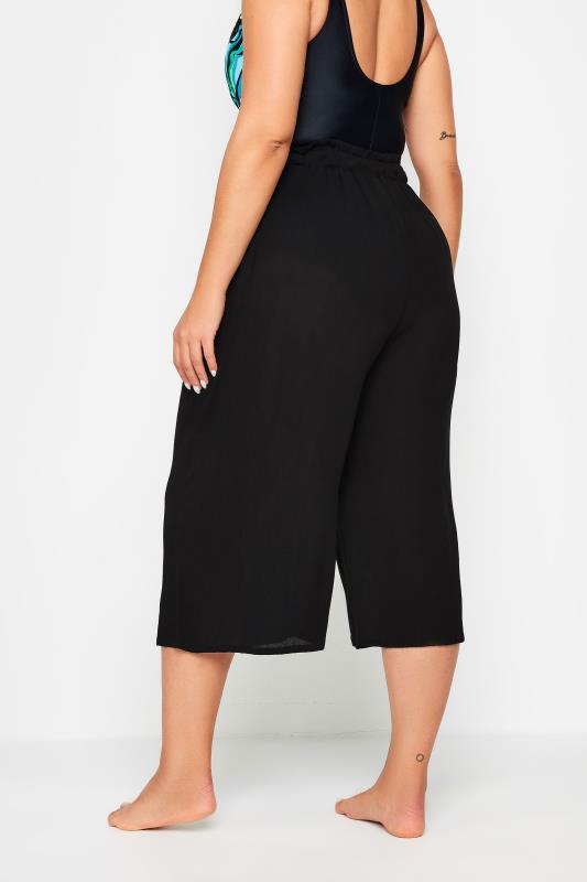 YOURS Plus Size Black Tassel Detail Wide Leg Beach Culottes | Yours Clothing 4