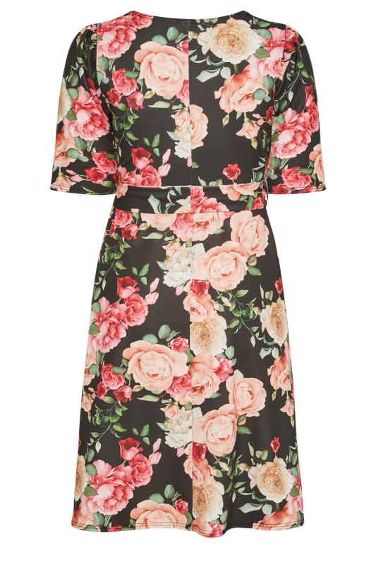 YOURS LONDON Plus Size Black Floral Print Square Neck Dress | Yours Clothing 8