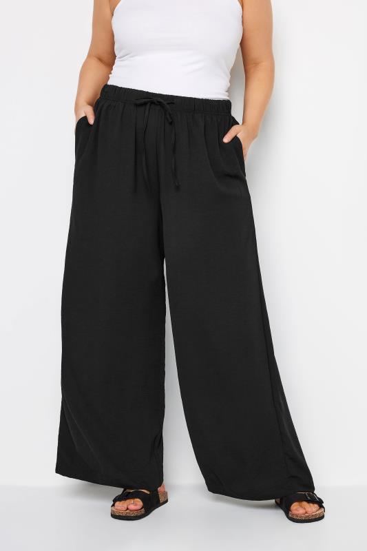 Plus Size  YOURS Curve Black Twill Wide Leg Trousers