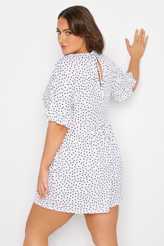 LIMITED COLLECTION Curve White & Black Polka Dot Playsuit 3