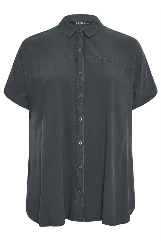 YOURS Plus Size Black Chambray Shirt | Yours Clothing 5