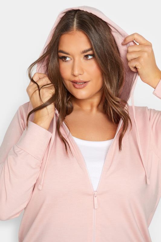 Plus Size Light Pink Zip Through Hoodie | Yours Clothing 4