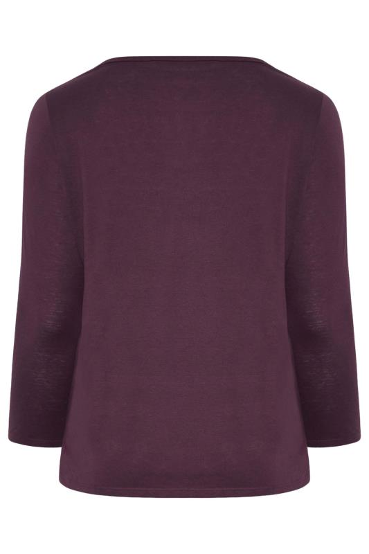 YOURS Curve Plus Size Dark Purple Long Sleeve Basic Top | Yours Clothing  7