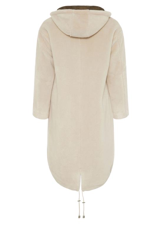 LIMITED COLLECTION Plus Size Cream Teddy Longline Parka Coat | Yours Clothing 7