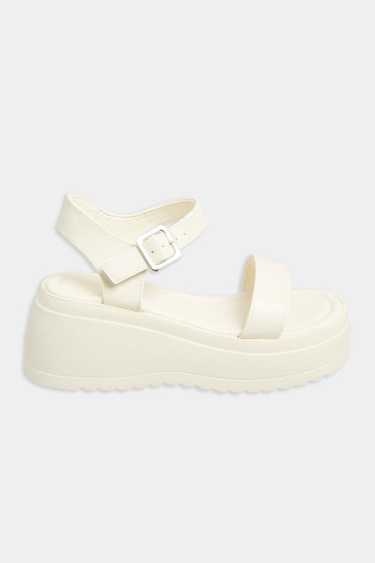 PixieGirl White Chunky Wedge Sandals In Standard Fit | PixieGirl 3