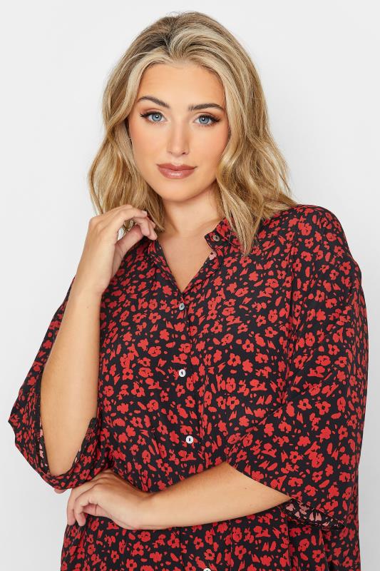 YOURS Plus Size Red Floral Print Shirt | Yours Clothing 4