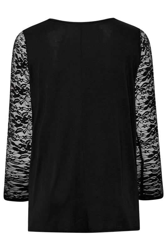 LIMITED COLLECTION Plus Size Black Lace Sleeve Top | Yours Clothing 7