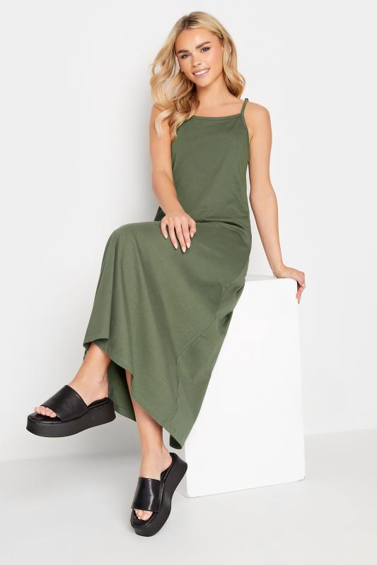 PixieGirl Khaki Green Strappy Maxi Slip Dress | PixieGirl 2