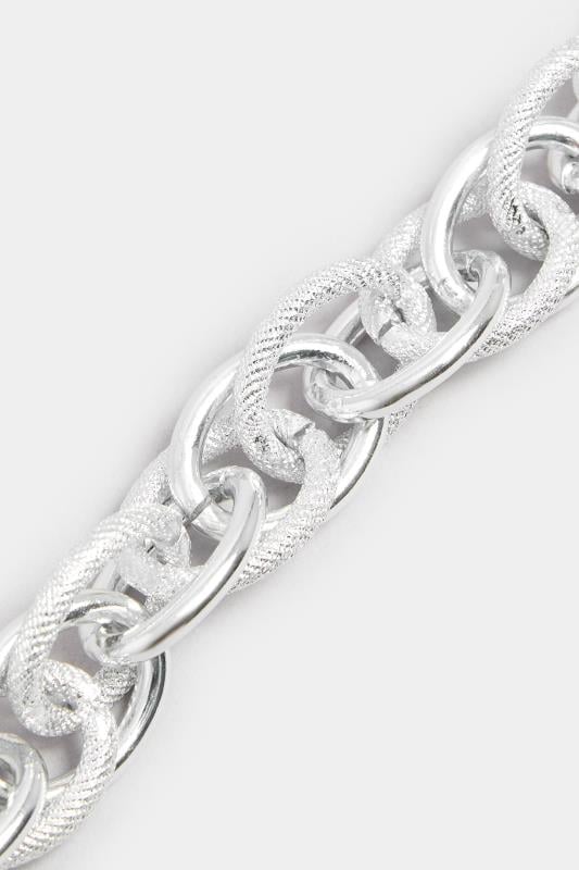 Silver Tone Textured Chunky Chain Bracelet | Yours Clothing 3