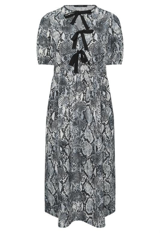 LIMITED COLLECTION Plus Size Grey Snake Print Bow Dress | Yours Clothing  6