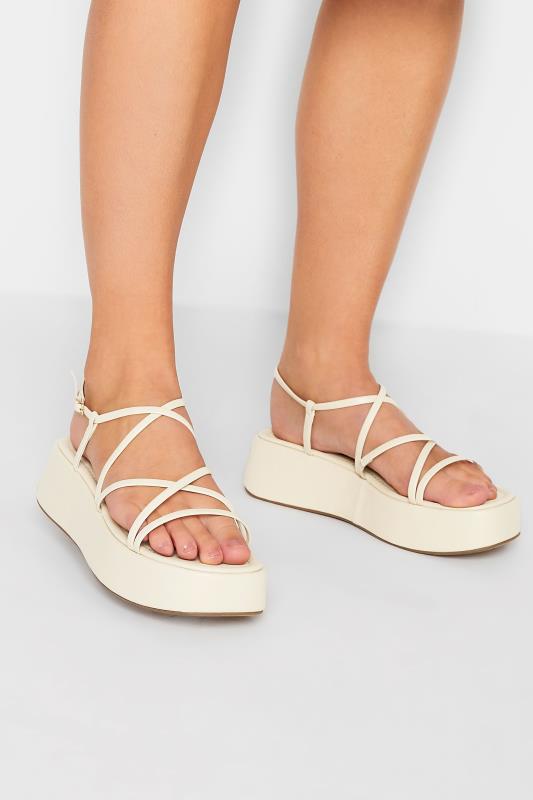 LIMITED COLLECTION White Strappy Flatform Sandals in Extra Wide EEE Fit | Yours Clothing 1