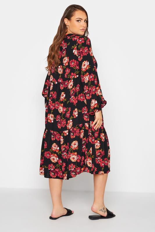LIMITED COLLECTION Curve Black Floral Smock Tiered Shirt Dress 3
