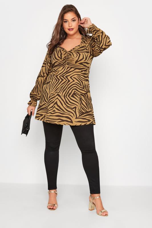 LIMITED COLLECTION Curve Brown Zebra Print Ruched Top 2