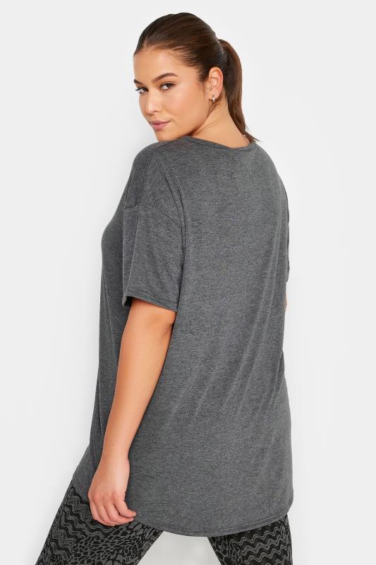 YOURS ACTIVE Plus Size Grey 'Do It For Yourself' Slogan Top | Yours Clothing 4