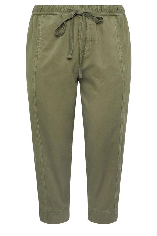 YOURS Plus Size Khaki Green Twill Barrel Leg Trousers | Yours Clothing 5