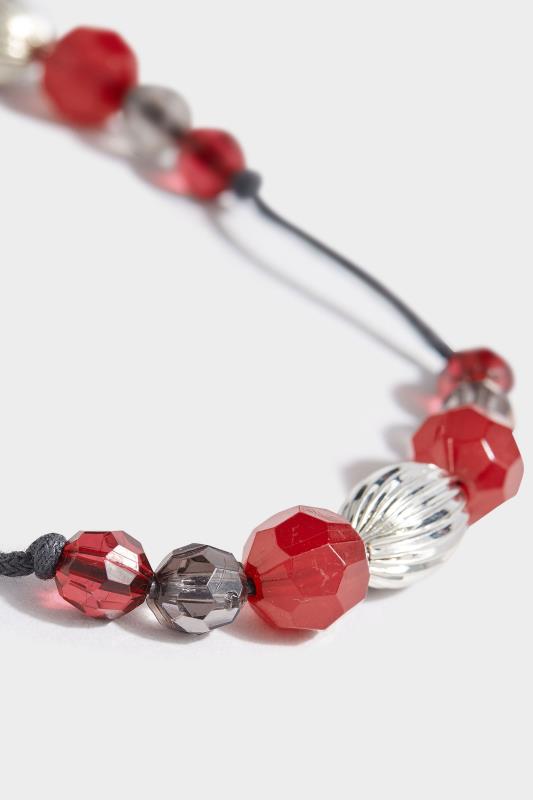 Red & Silver Beaded Necklace 3