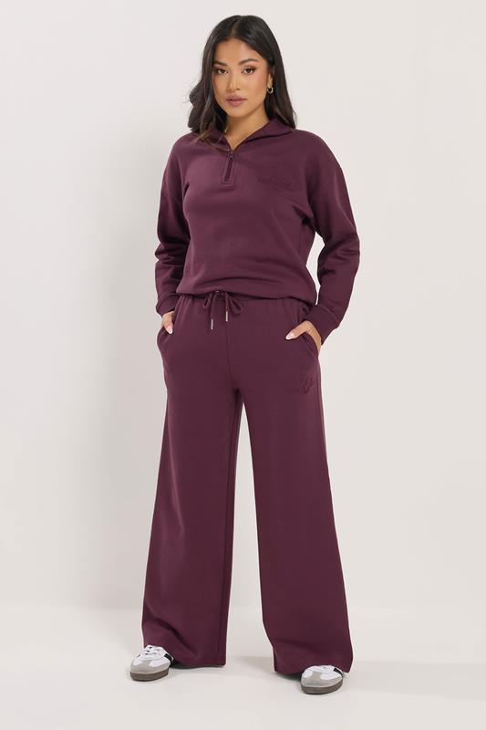 PixieGirl Petite bordeauxrode joggingbroek met wijde pijpen en ‘Monte Carlo’-slogan