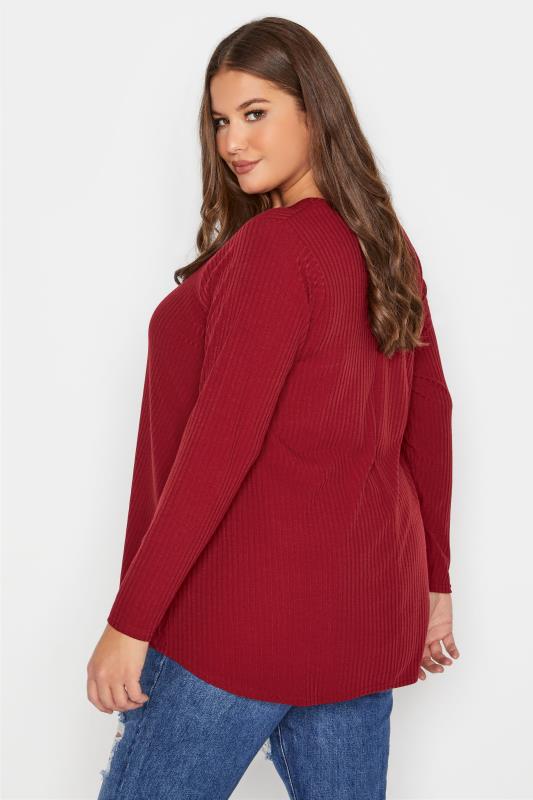 LIMITED COLLECTION Curve Red Long Sleeve Ribbed Top 3