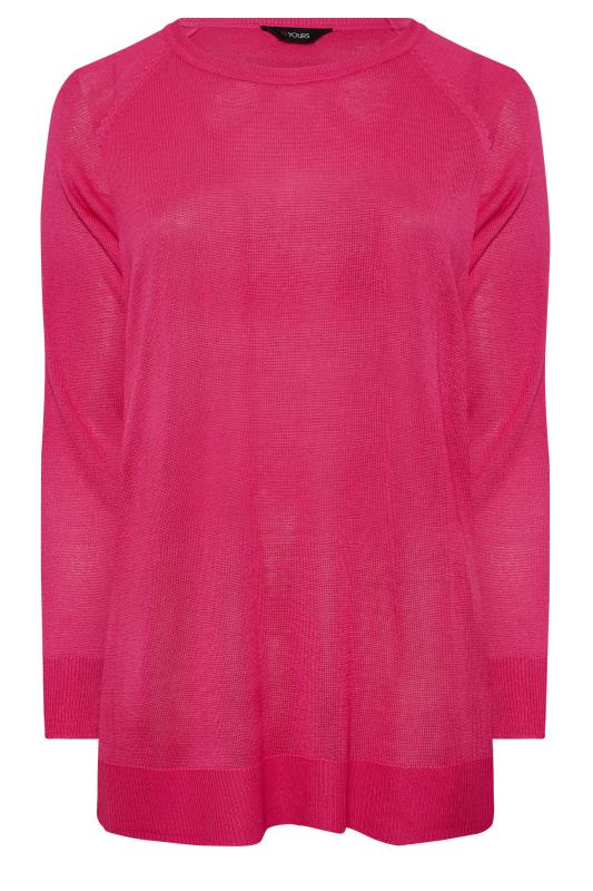 YOURS Curve Pink Fine Knit Jumper | Yours Clothing 5